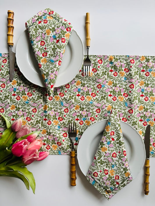 Floral Spring Table Runner and Matching Napkins