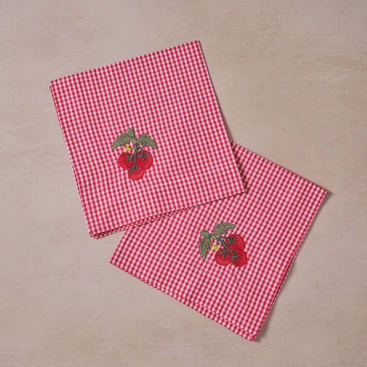 Tomato Embroidered Cotton Napkin – Red Gingham