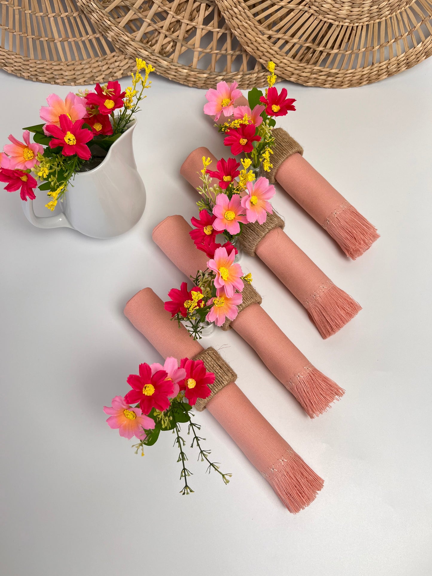 Handmade Napkin Ring with Mini Flower Vase