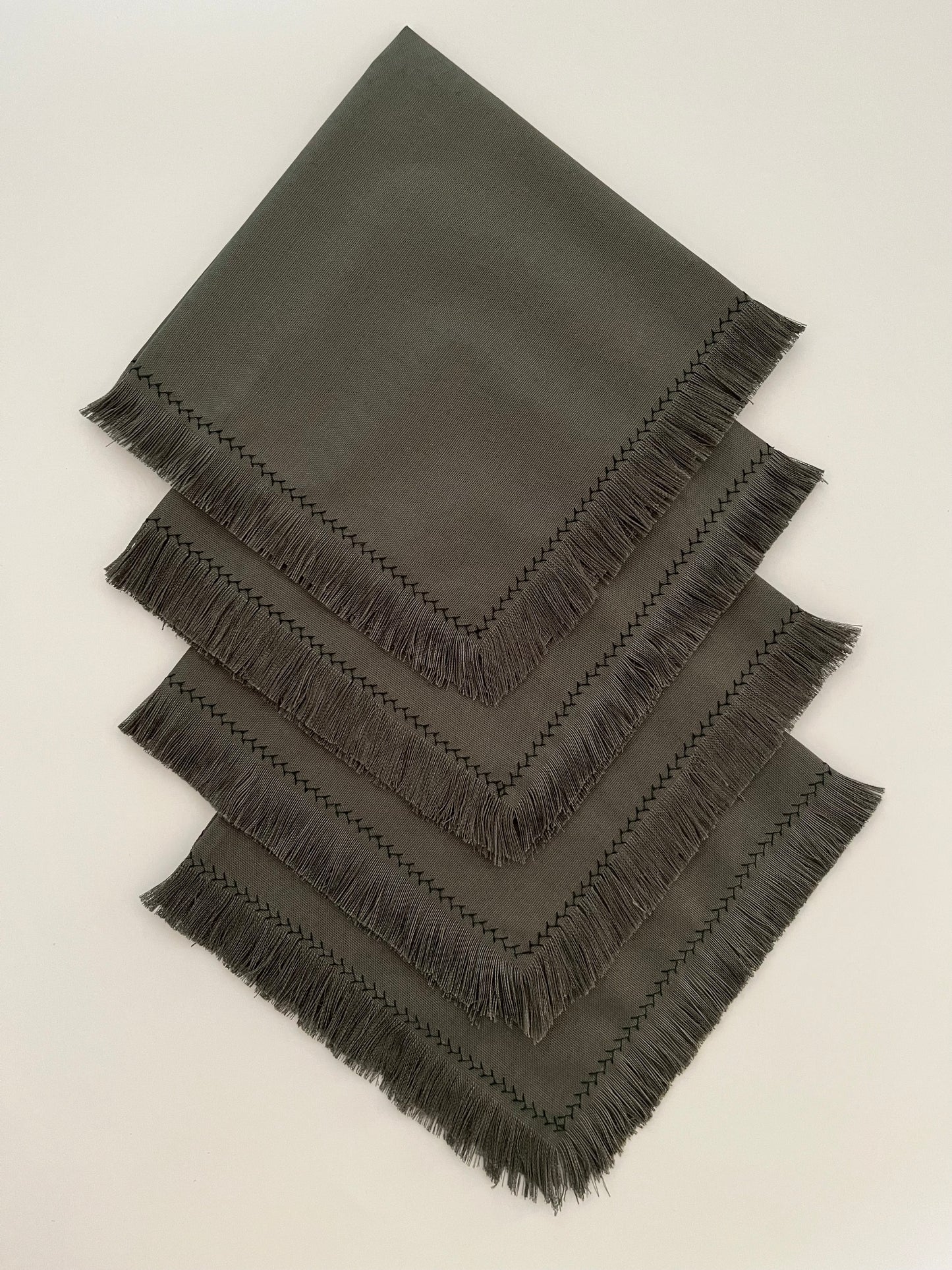Green Fringe Napkins - Set of 4