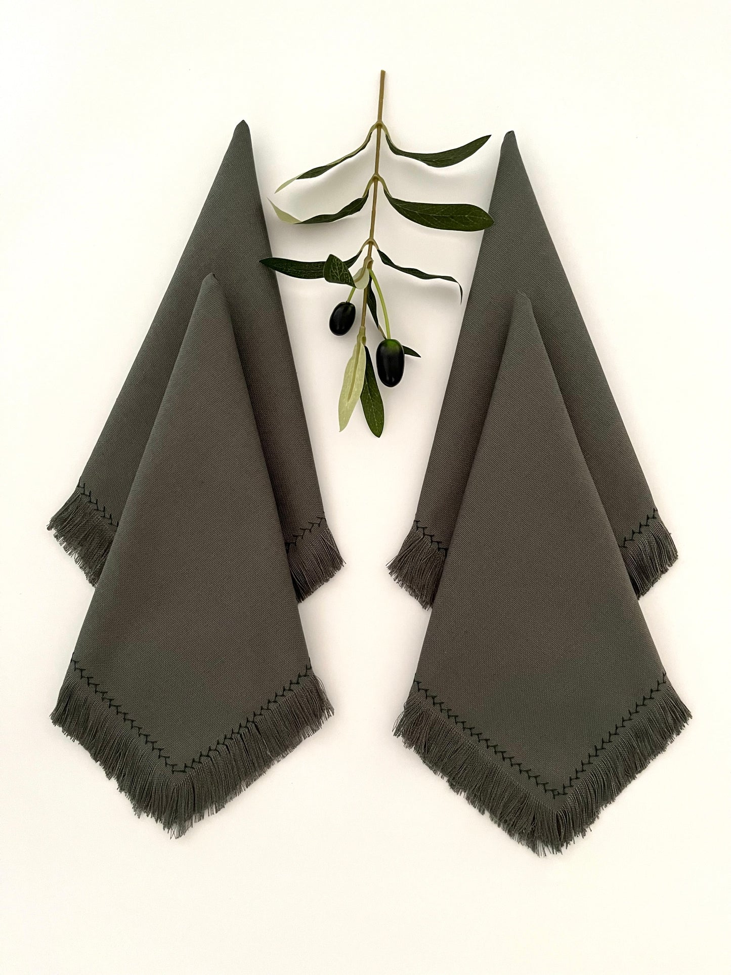 Green Fringe Napkins - Set of 4