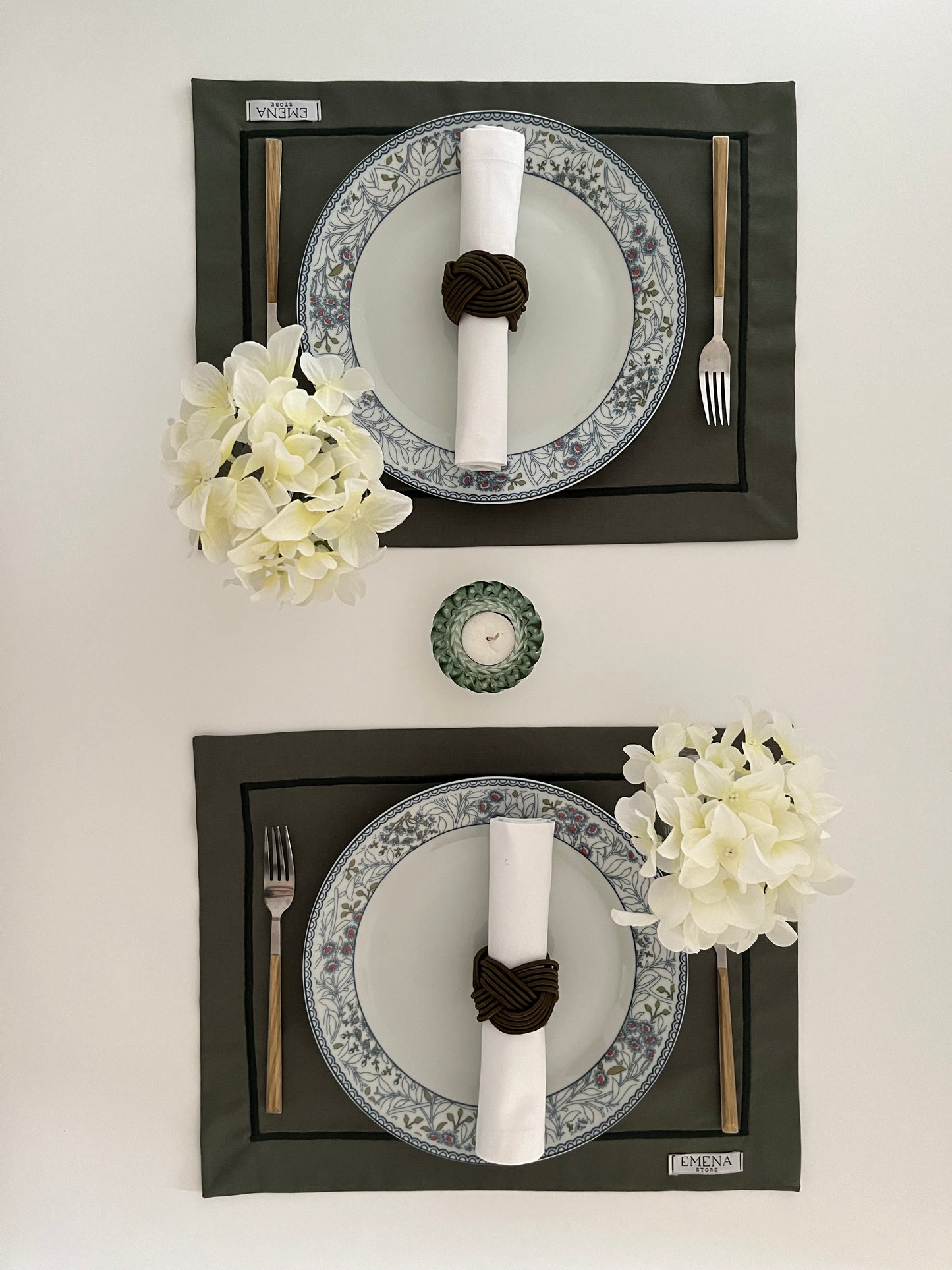 Cotton Placemats - Olive Green
