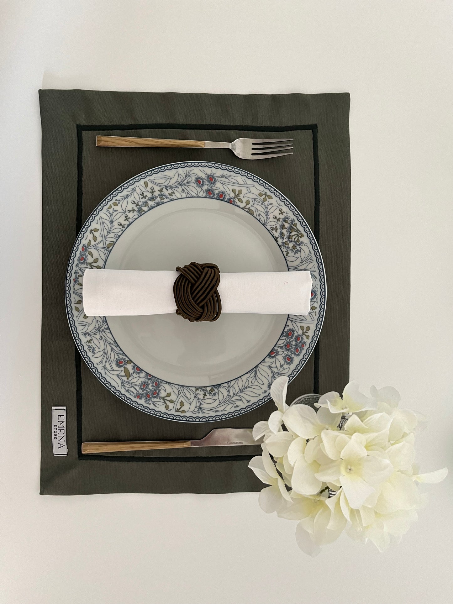 Cotton Placemats - Olive Green