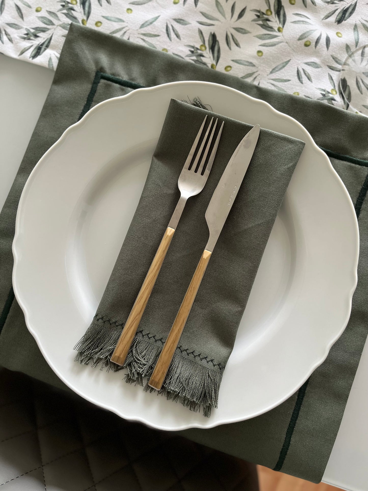 Green Fringe Napkins - Set of 4