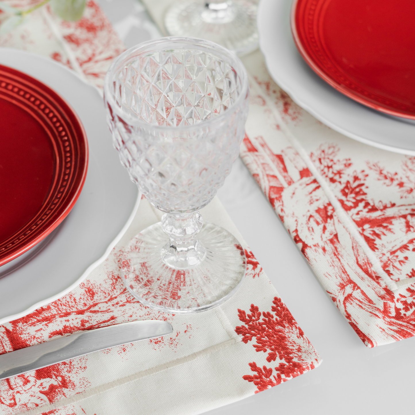 Red Toile De Jouy Placemat - Set of 4