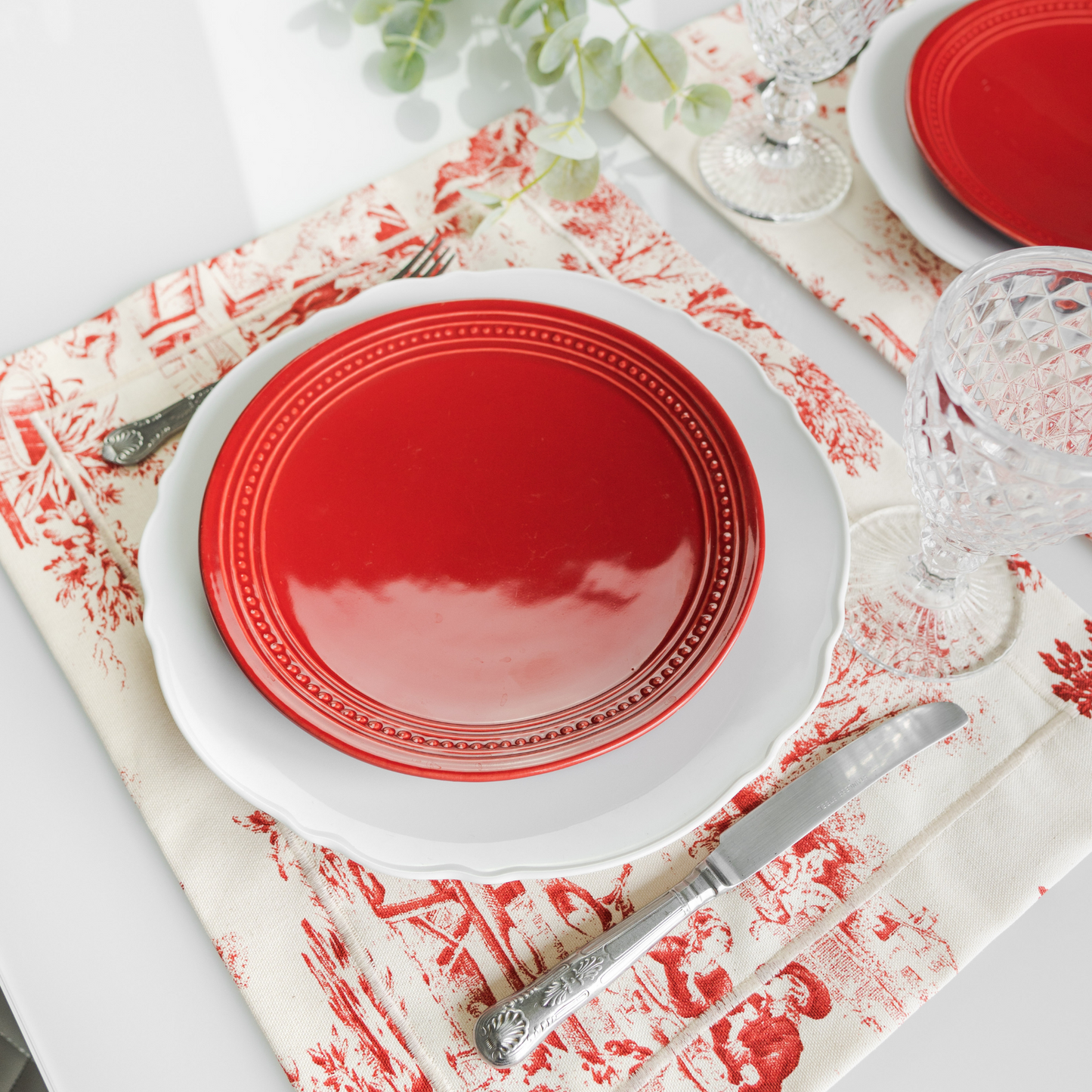 Red Toile De Jouy Placemat - Set of 4