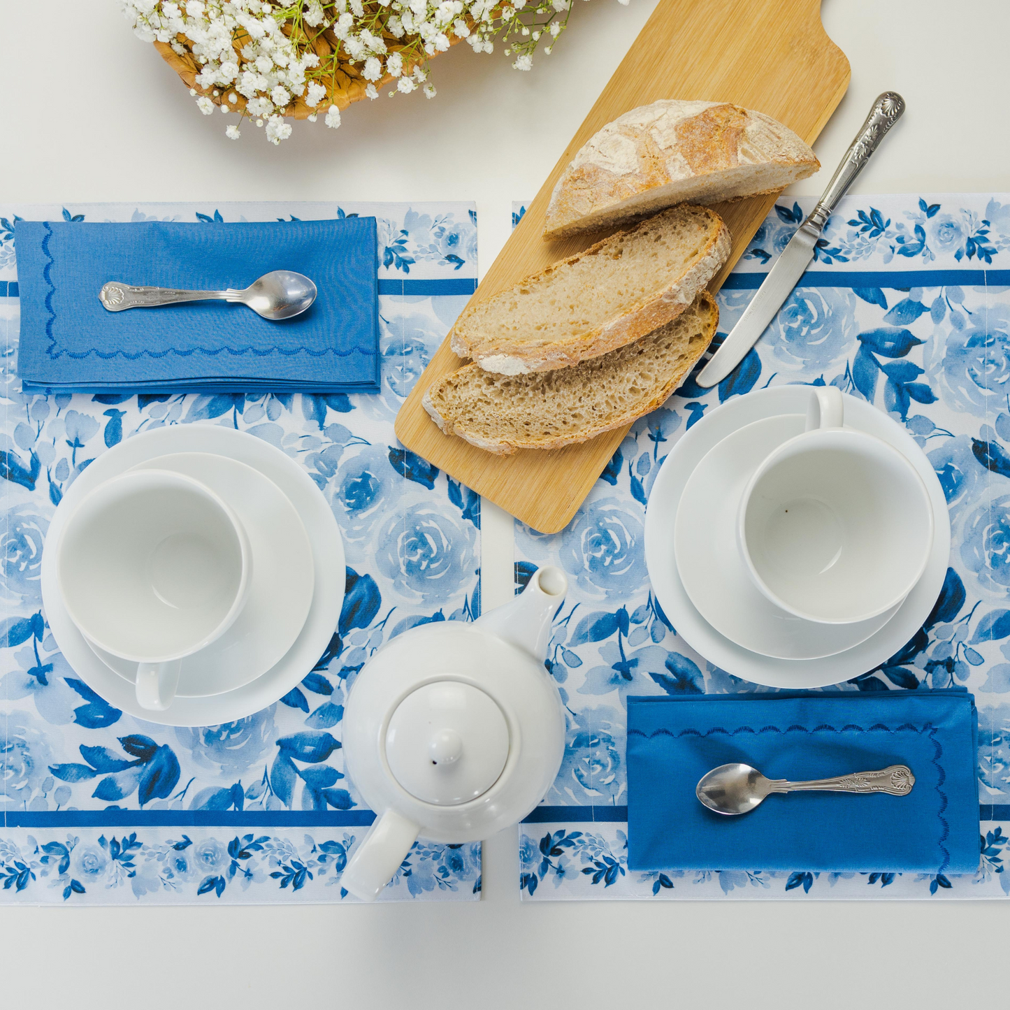 Reversible Placemats - Blue Floral Set of 4