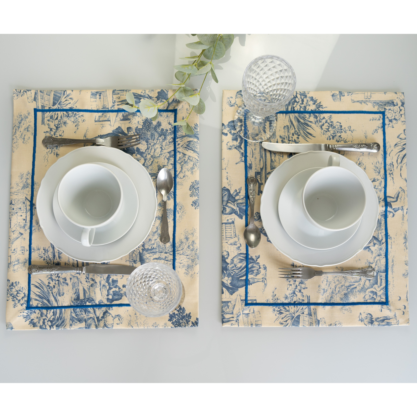 Blue Toile De Jouy Placemats - Set of 2