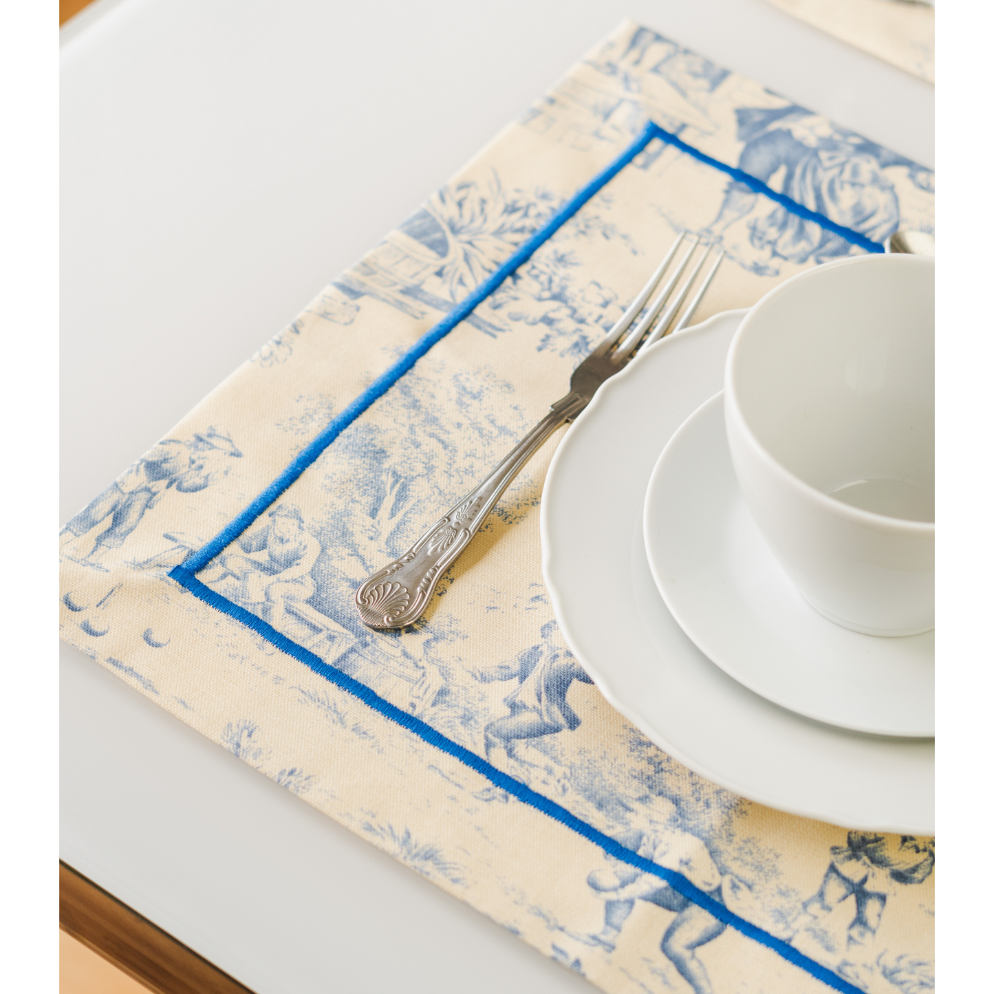 Blue Toile De Jouy Placemats - Set of 2