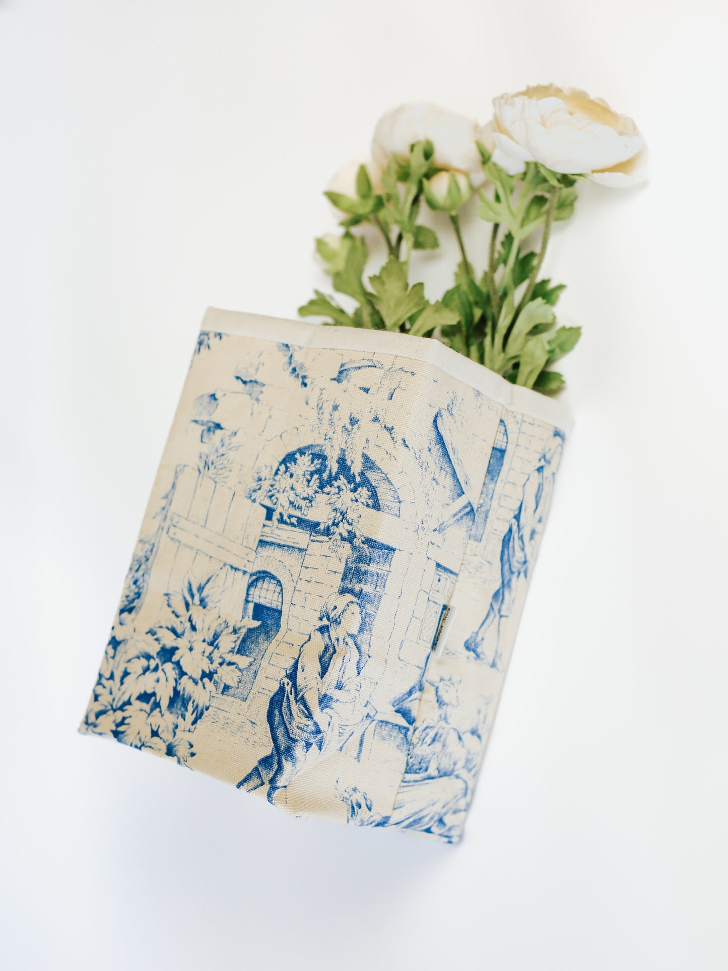 Blue Toile de Jouy Fabric Basket ( Set of 2 )