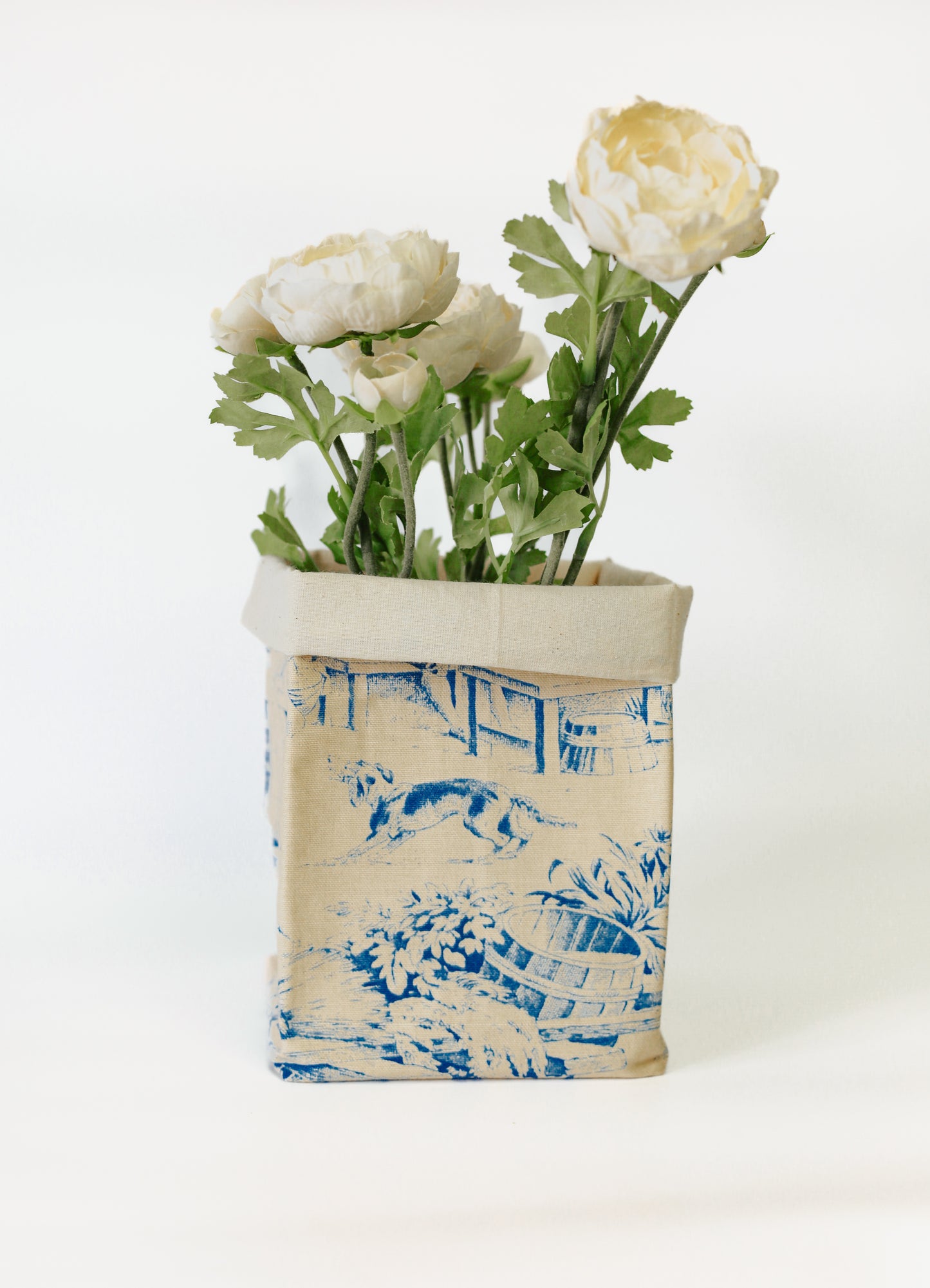 Blue Toile de Jouy Fabric Basket ( Set of 2 )
