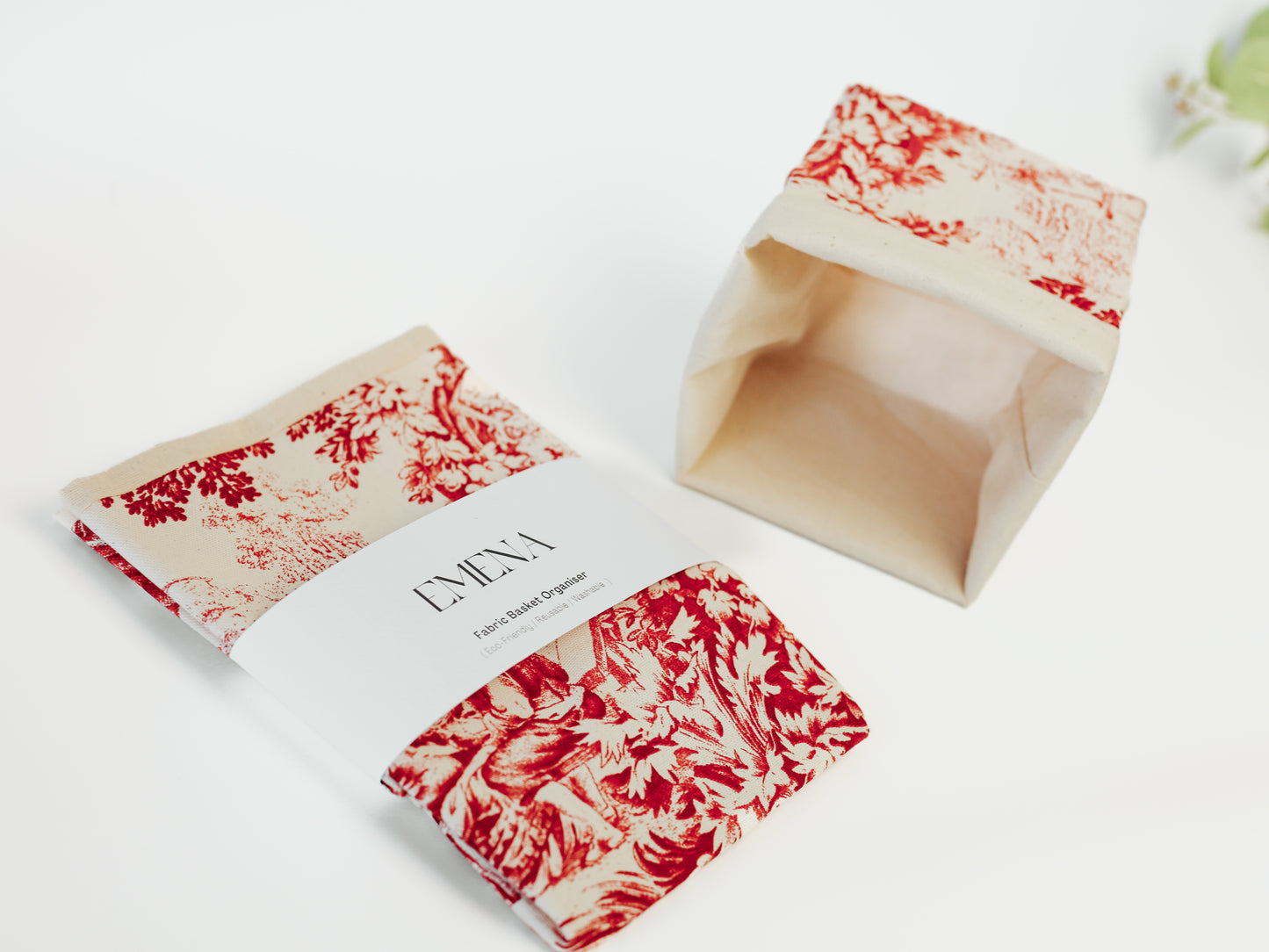 Red Toile de Jouy Fabric Basket ( Set of 2 )