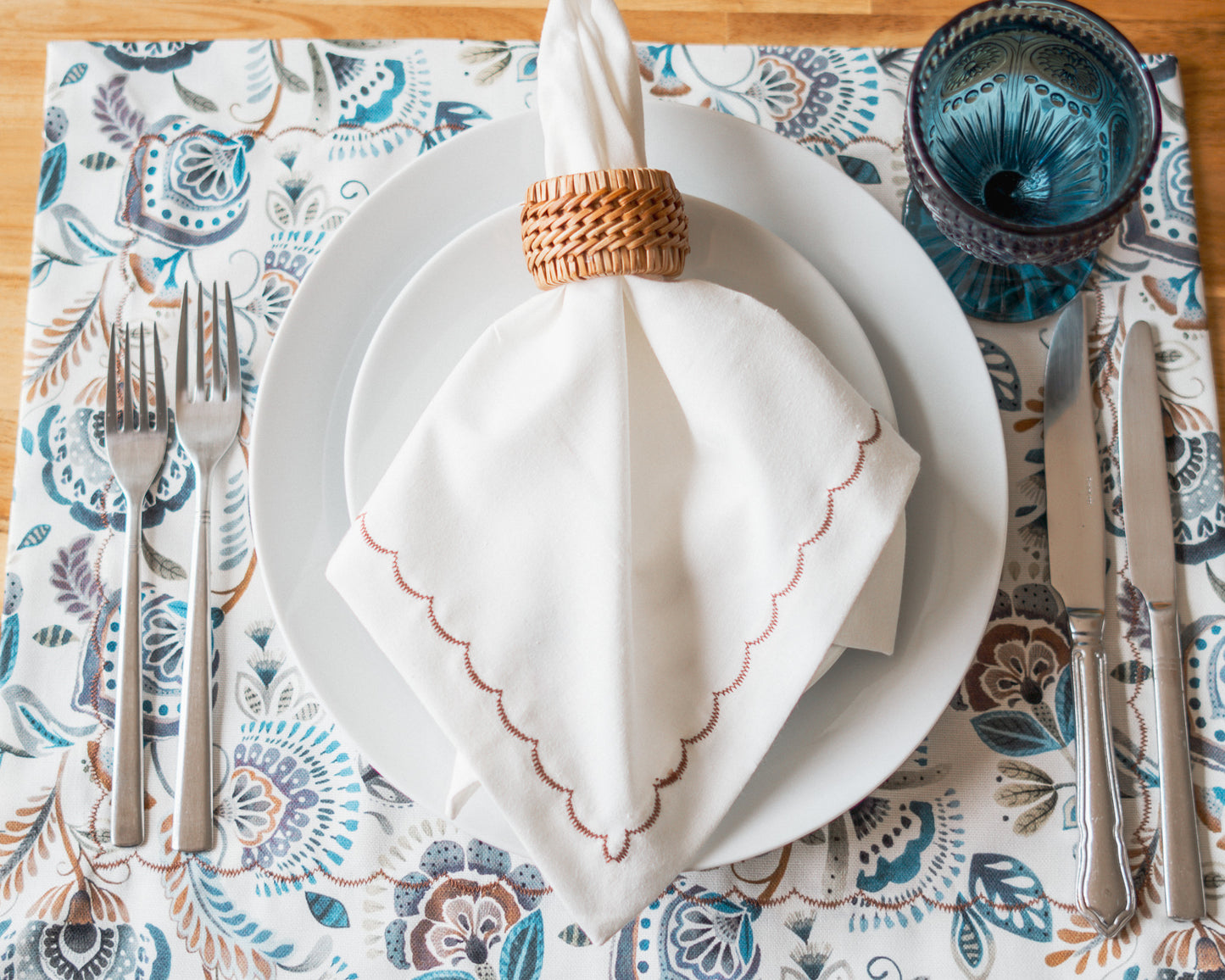 Cotton Placemat - Blue Floral