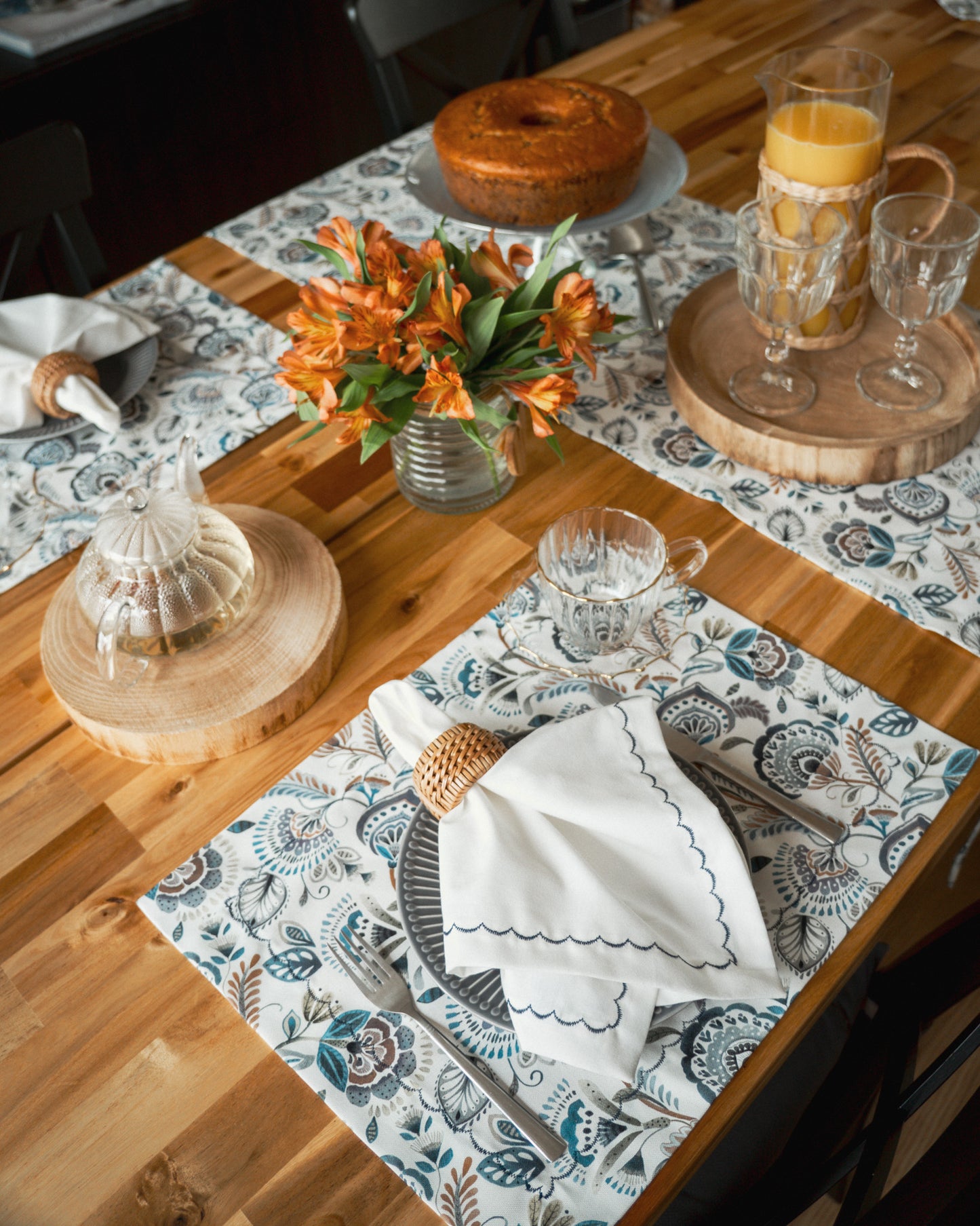 Cotton Placemat - Blue Floral