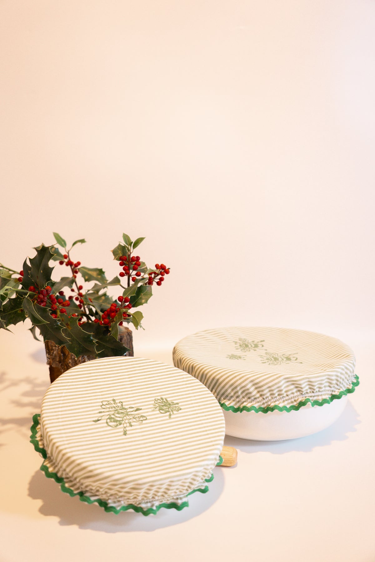 Set of 2 Hand Block-Printed Bowl Covers - Bees