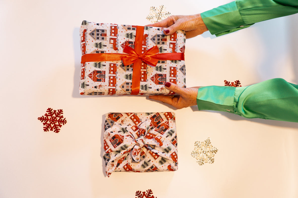 Christmas Furoshiki Reusable Gift Wrap - Set of 2