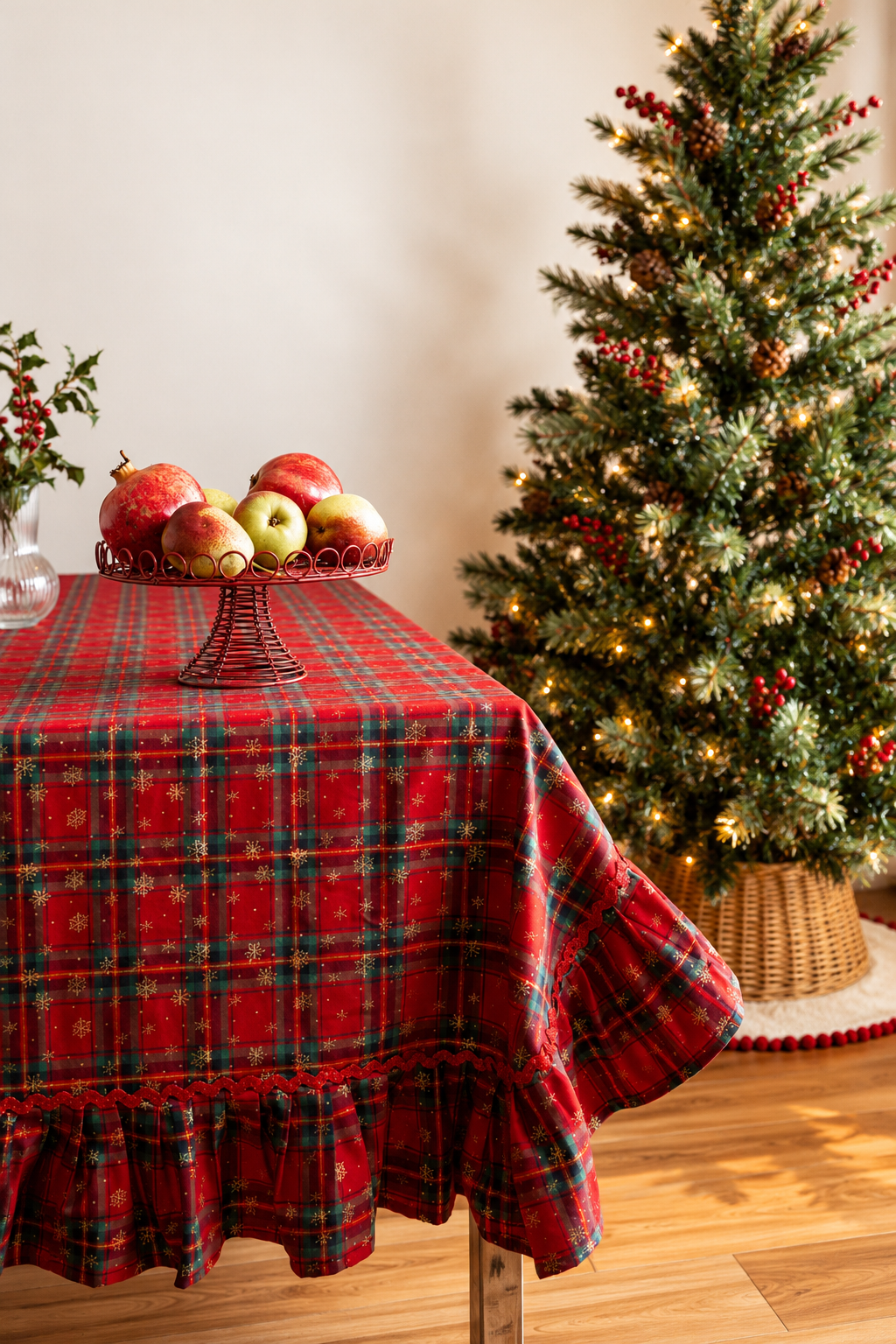 Christmas Ruffled Tablecloth