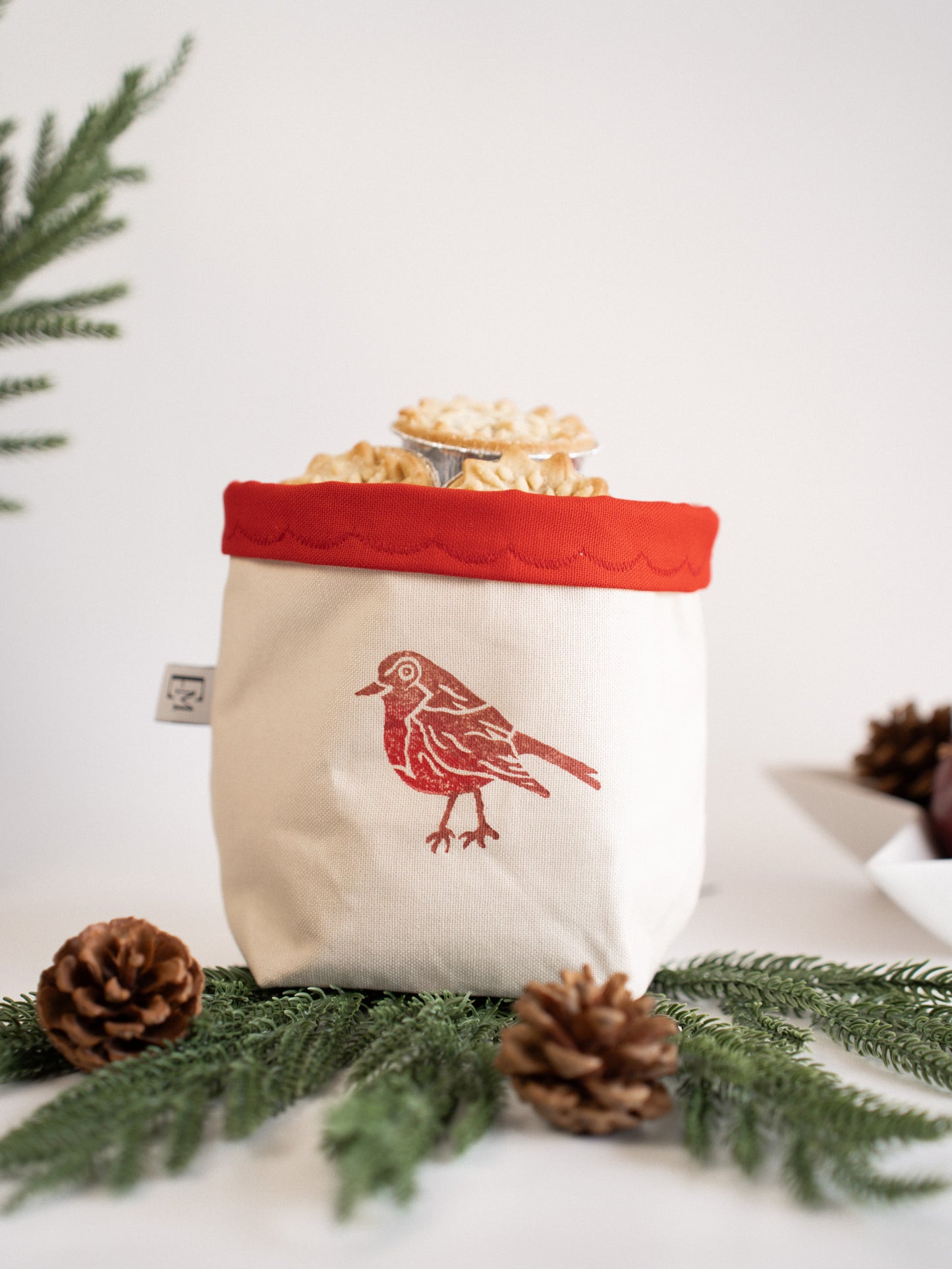 Winter Bird Block-Printed Napkins – Set of 2