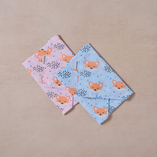 Reusable cotton sandwich wrap in fox print, eco-friendly lunch wrap alternative to plastic, Emena Home UK