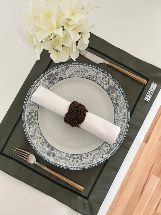 Cotton Placemats - Olive Green