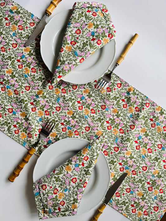 Floral Spring Table Runner and Matching Napkins