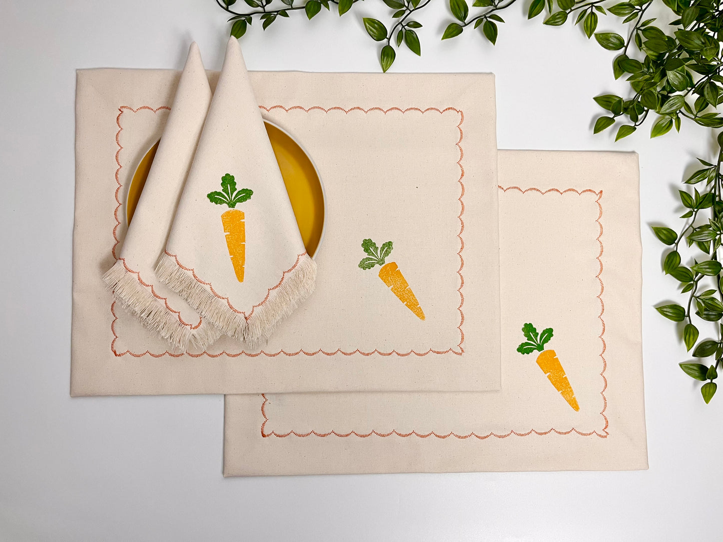 Carrot Block Print Placemats