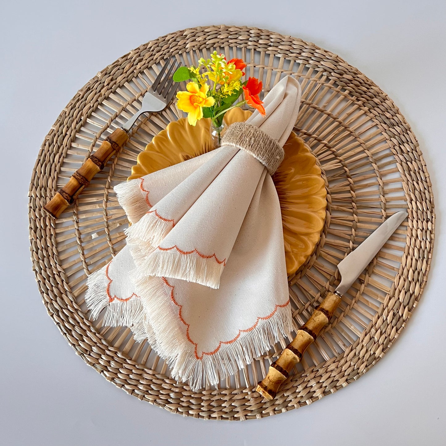 Handmade Napkin Ring with Mini Flower Vase