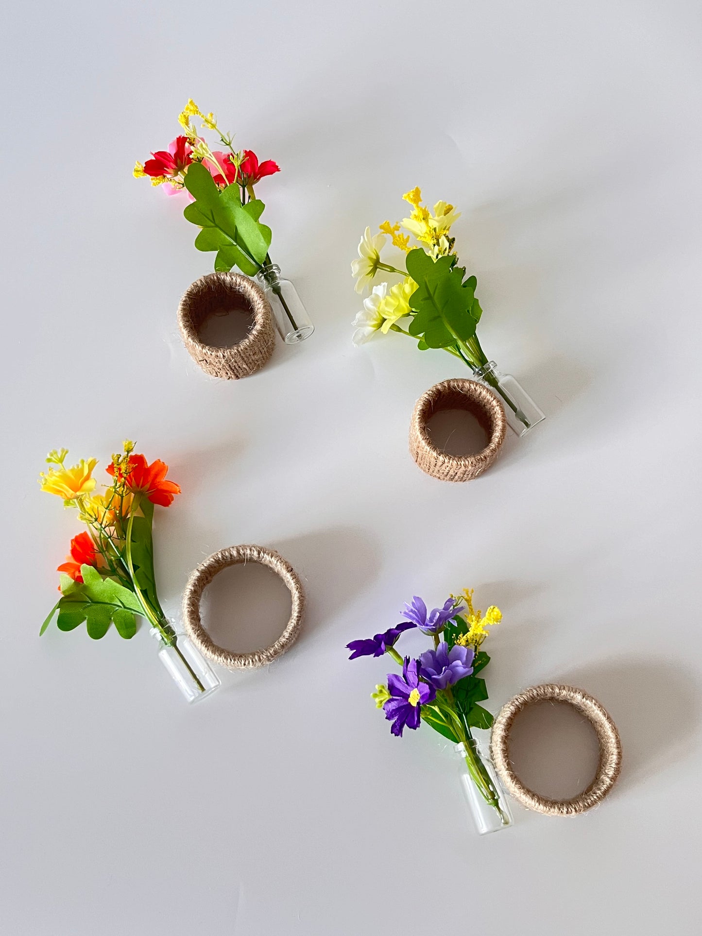 Handmade Napkin Ring with Mini Flower Vase