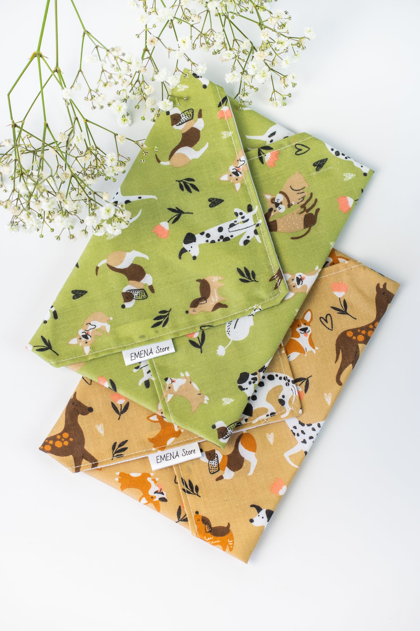 Reusable cotton sandwich wrap in animals print, eco-friendly lunch wrap alternative to plastic, Emena Home UK