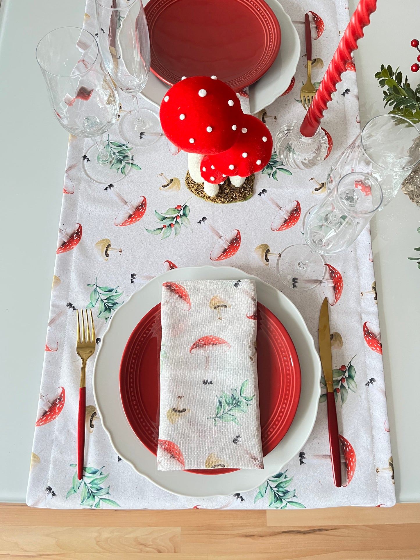 Mushrooms Toadstool Table Runner
