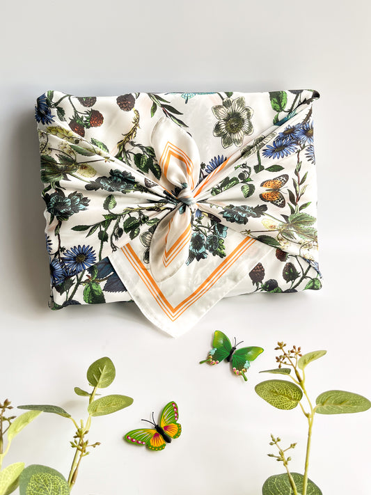 Furoshiki Silk Fabric Gift Wrap ( floral )