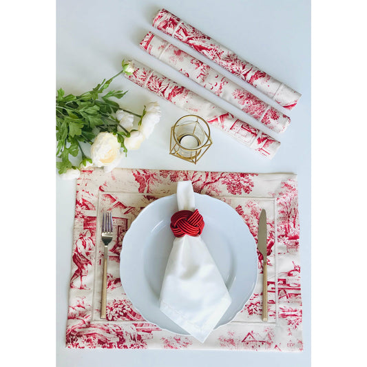 Red Toile De Jouy Placemat - Set of 4